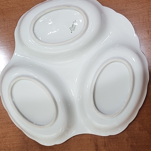 Limoges Sevres France Pink Gold Floral Antique Three Section Serving Dish Tray - Picture 7 of 8